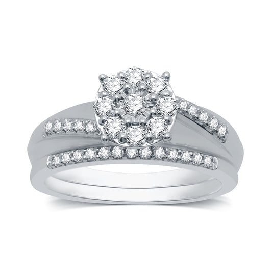 1/2 Cttw Diamond Bridal Ring in Silver - Size 7