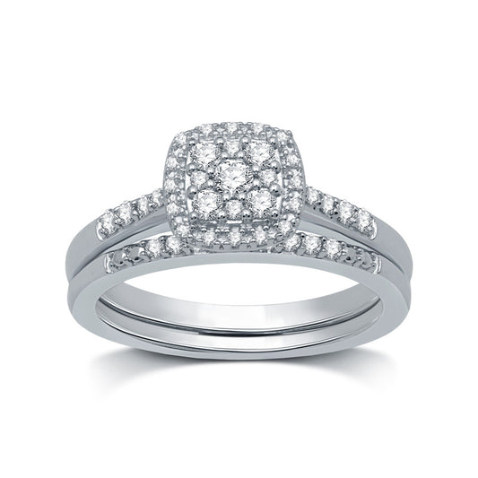 3/8 Cttw Diamond Bridal Set in Silver - Size 7