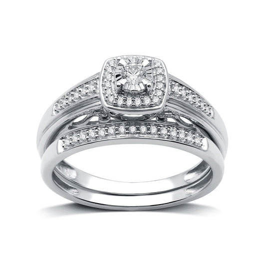 1/4 Cttw Diamond Bridal Set in Silver - Size 7