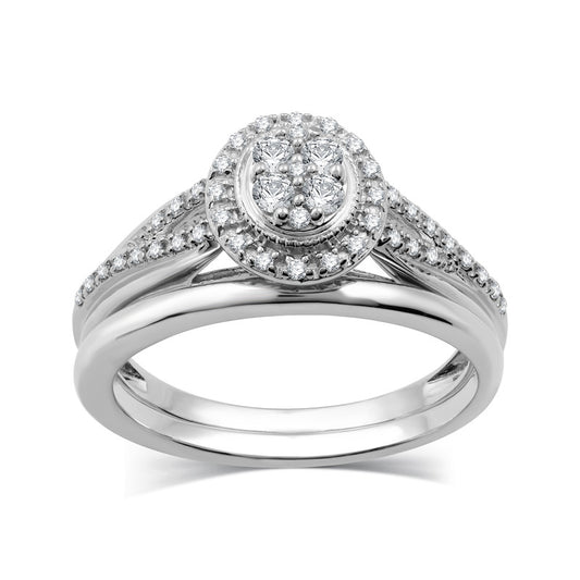 1/4 Cttw Oval Diamond Bridal Set in Silver-Size 7