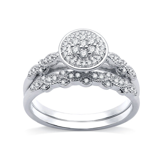 1/4 Cttw Diamond Round Bridal Set in Silver-Size 7