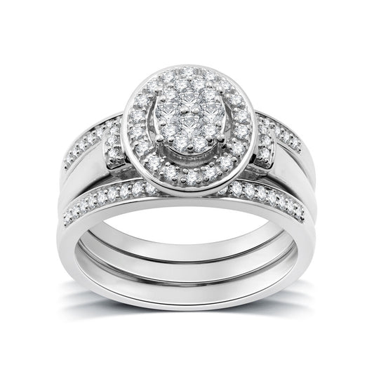 1/2 Cttw Diamond Bridal Set in Silver-Size 7