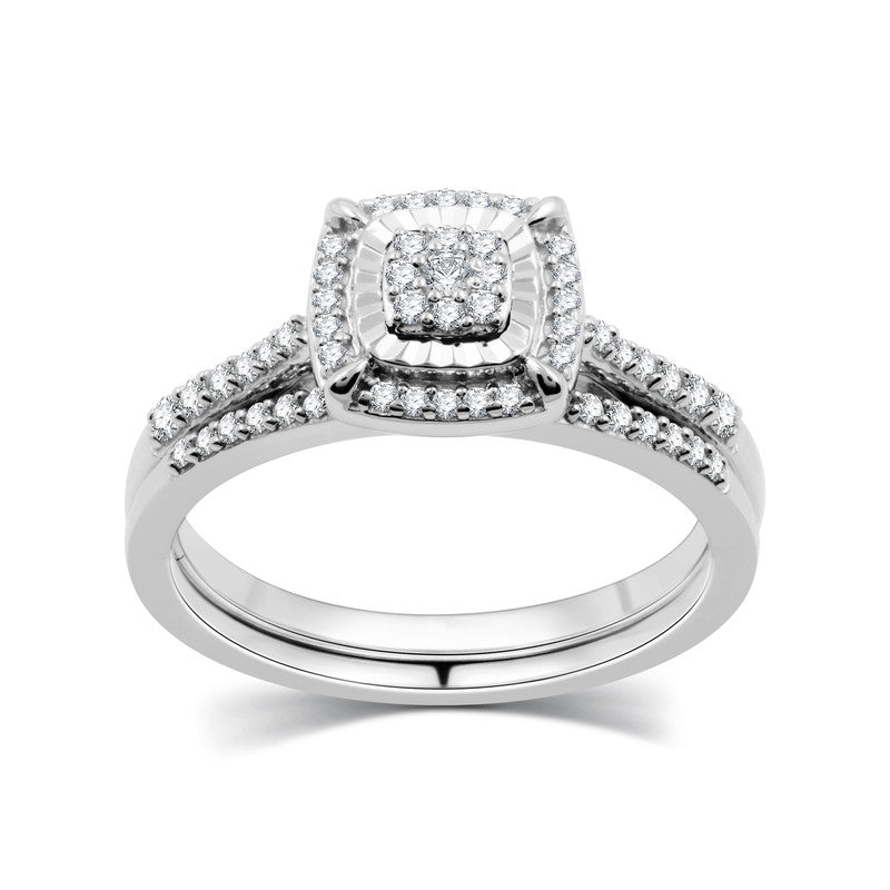 1/3 Cttw Diamond Bridal Set in Silver-Size 7