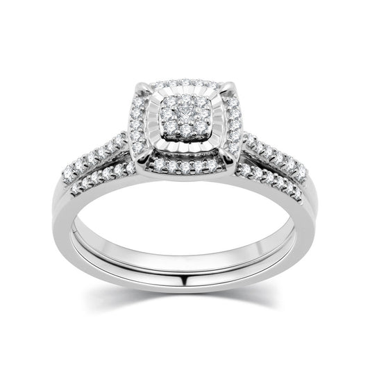 1/3 Cttw Diamond Bridal Set in Silver-Size 7