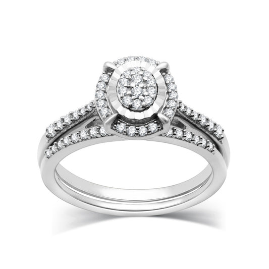 1/3 Cttw Diamond Oval Bridal Set in Silver-Size 7