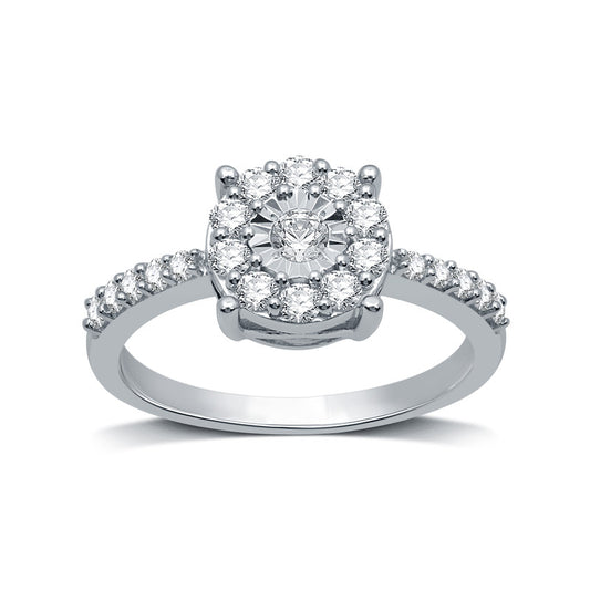 1/2 Cttw Diamond .925 Sterling Silver Bridal Ring-Size 7 - Round