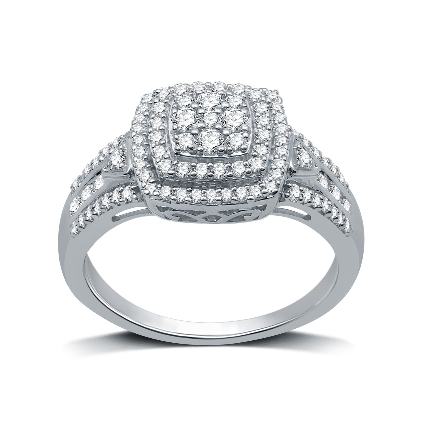 1/2 Cttw Diamond and .925 Sterling Silver Statement Ring - Size 7