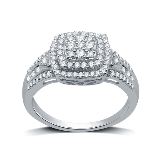 1/2 Cttw Diamond and .925 Sterling Silver Statement Ring - Size 7