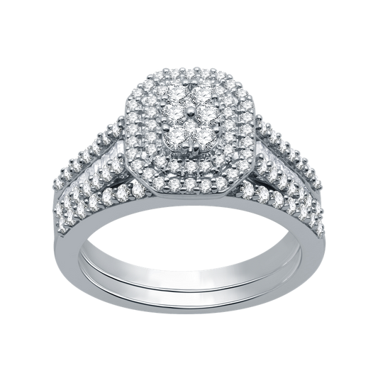 1Cttw Lab-Grown Diamond Princess Shaped Bridal Set