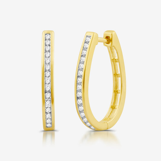 1/2 Cttw Lab Grown Diamond in Gold over Silver Hoop Earrings