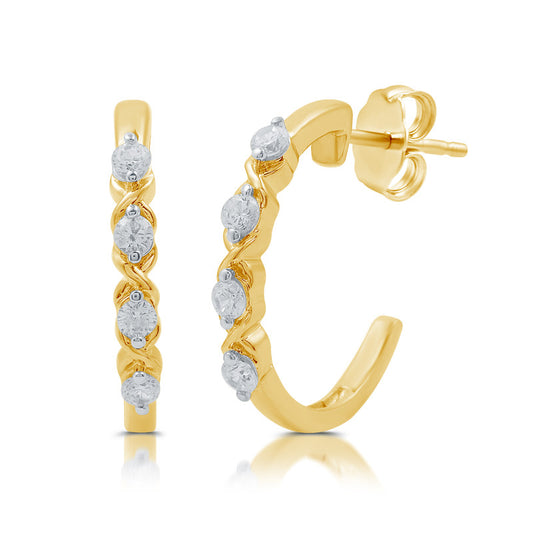 1/4 Cttw Lab-Grown Diamond 14Kt Gold plated Sterling Silver Hoop Earrings Prestige Collection
