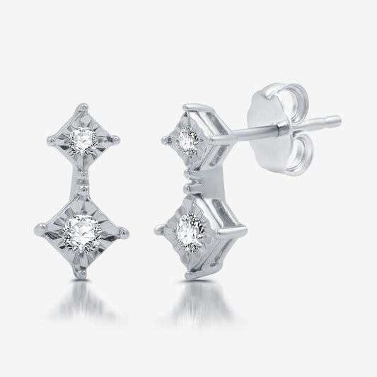 1/8 Cttw Lab-Grown Diamond Star-Burst Earrings