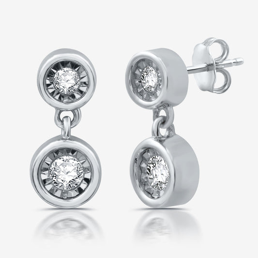 1/8 Cttw Lab Grown Diamond Dangle Earrings in Sterling Silver