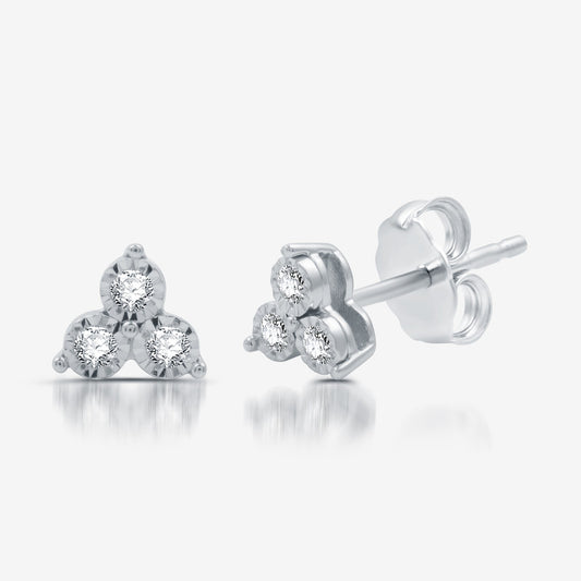 1/8 Cttw Lab Grown Diamond Star Earrings in  Sterling Silver