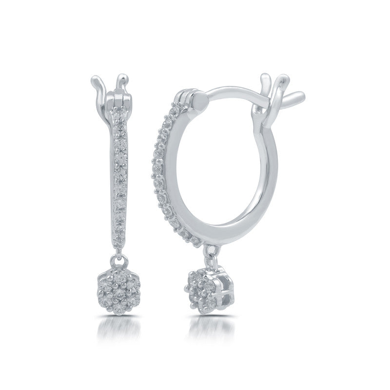 1/4 Cttw Lab-Grown Diamond Sterling Silver Dangle Hoop Earrings Prestige Collection