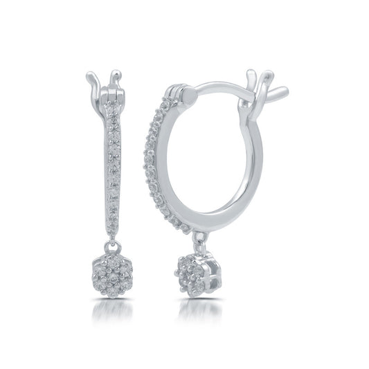 1/4 Cttw Lab-Grown Diamond Sterling Silver Dangle Hoop Earrings Prestige Collection