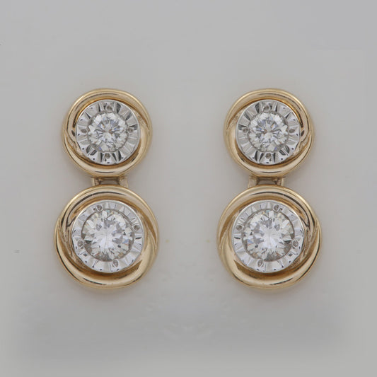 1/4 Cttw Lab Grown Diamond in Gold over Silver Dangle Earrings