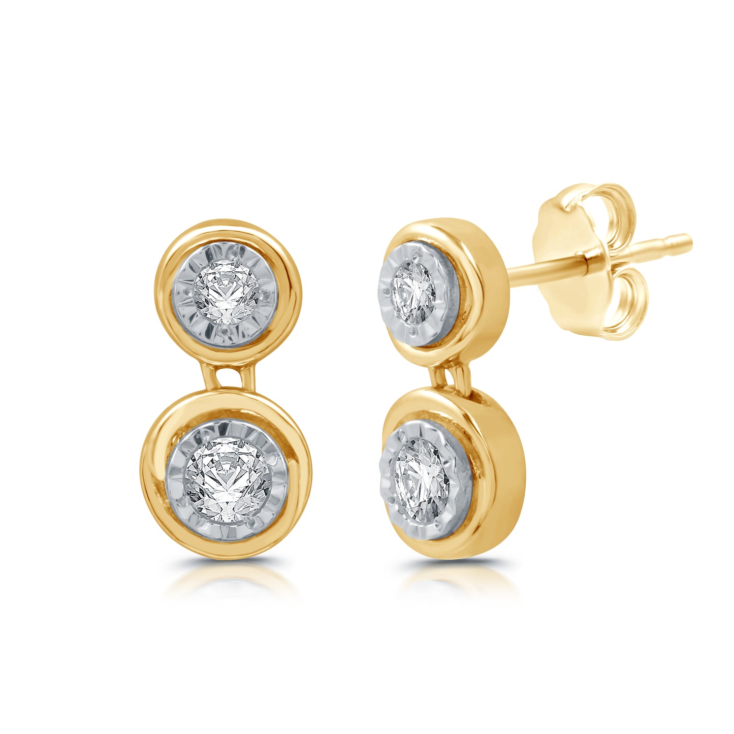 1/4 Cttw Lab Grown Diamond and 14K Gold Plated Silver Drop Earrings