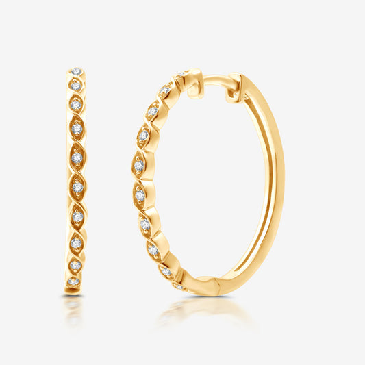 1/10 Cttw Lab Grown Diamond in Gold over Silver Statement Hoop Earrings