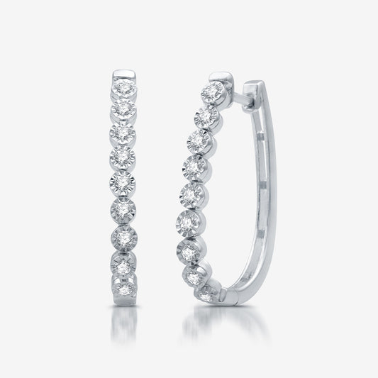 1/2 Cttw Lab Grown Diamond Sterling Silver Hoop Earrings