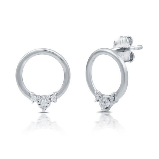 1/20 Cttw Lab-Grown Diamond Circle Sterling Silver Earrings Prestige Collection