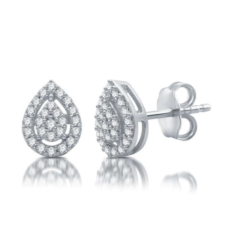 1/4 Cttw Lab-Grown Diamond Pear Shape Sterling Silver Earrings Prestige Collection