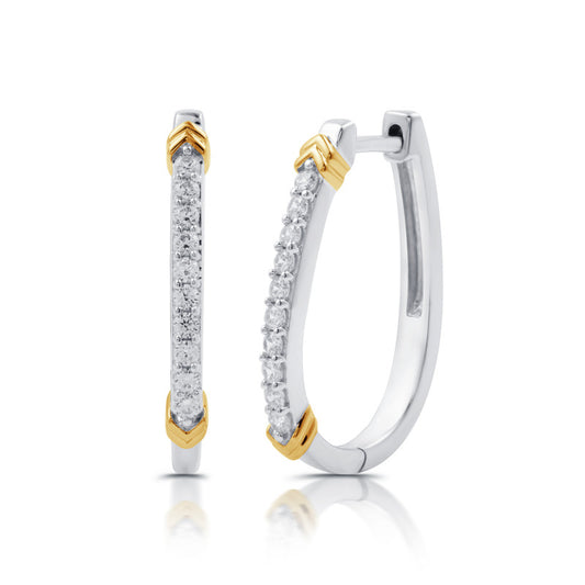3/8 Cttw Lab-Grown Diamond Two-Tone Hoop Earrings in Sterling Silver Prestige Collection