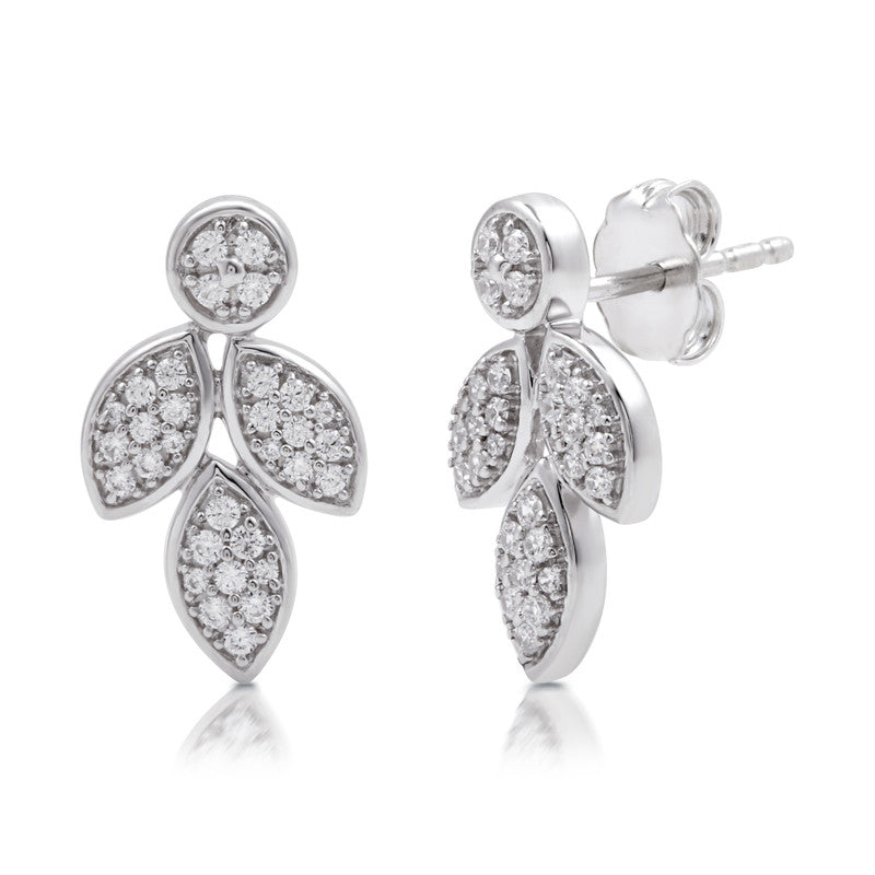 3/8 Cttw Lab-Grown Diamond Sterling Silver Leaf Earrings Prestige Collection
