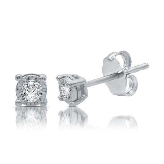 1/10 Cttw Lab-Grown Mircle Plate Stud Earrings