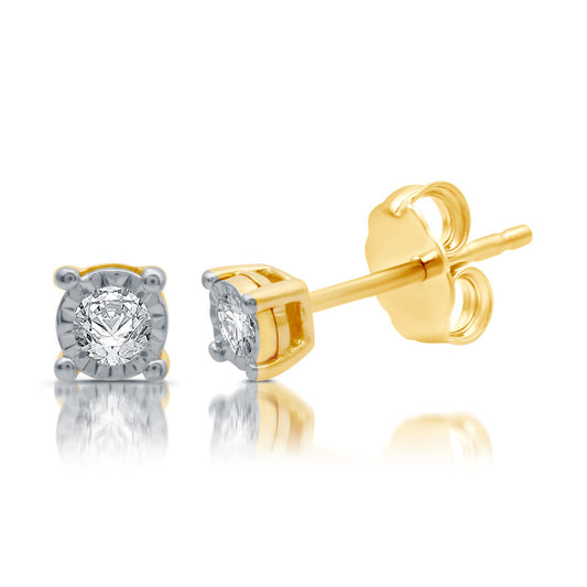 1/10 Cttw Lab Grown Diamond in Gold over Silver Stud Earrings