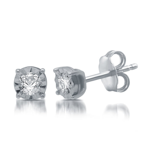 1/5 Cttw Lab-Grown Mircle Plate Stud Earrings