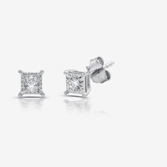 1/10 Cttw Lab Grown Diamond & Sterling Silver Stud Earrings