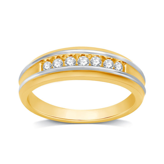 1/4 Cttw Lab Grown Diamond in Two-Tone Gold over Silver/Silver Men's Ring