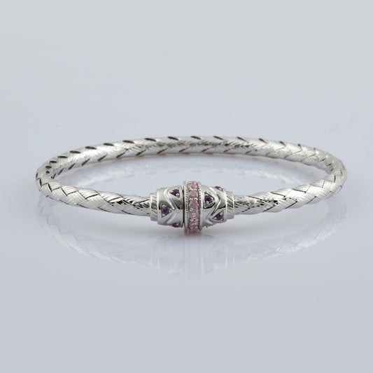 1/15 Cttw Pink Sapphire & Lab Grown Diamond and Sterling Silver Bracelet