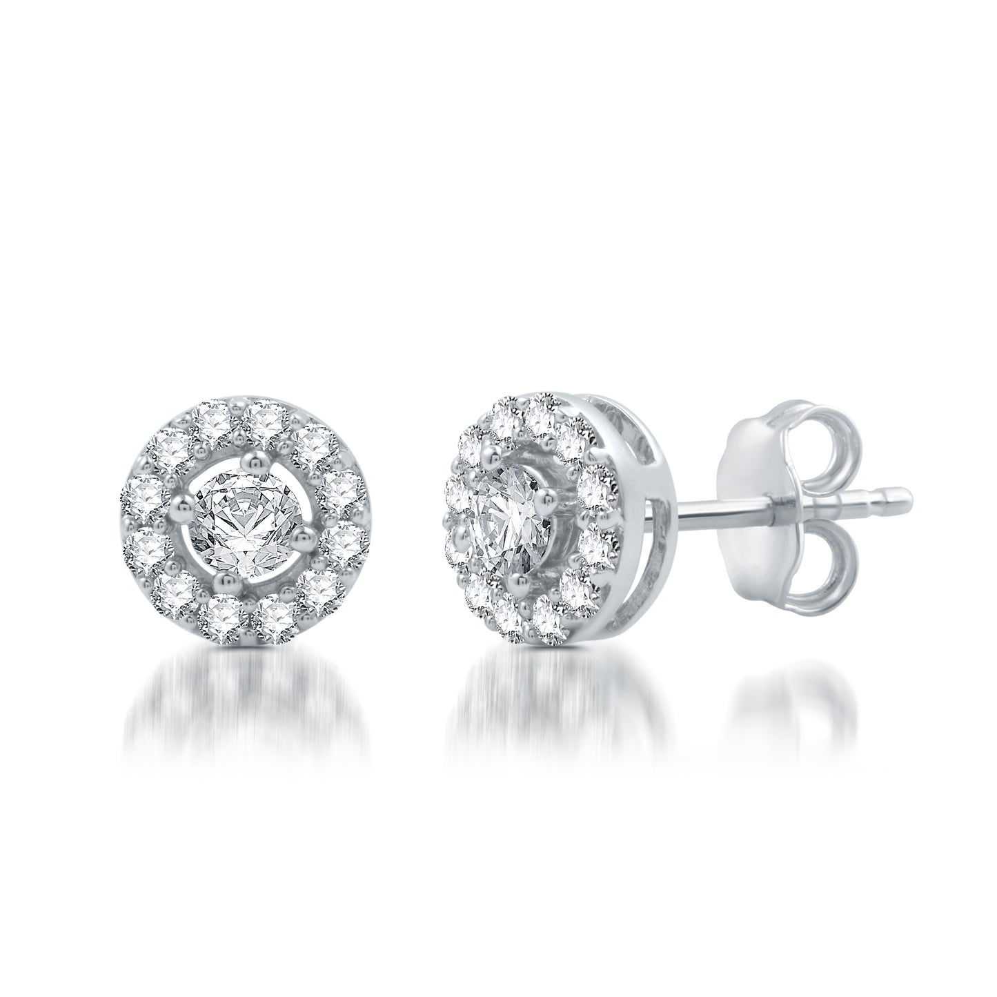 1  1/3 Cttw Created White Sapphire and .925. Sterling Silver Round Stud Earrings