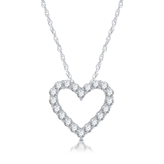 White Sapphire (created) Heart Pendant in Silver