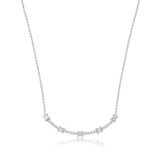 3/8 Cttw Lab-Grown Diamond Sterling Silver Floral Clusters Necklace Prestige Collection