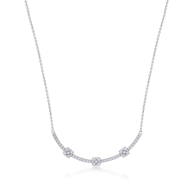 3/8 Cttw Lab-Grown Diamond Curved Bar Necklace in Sterling Silver Prestige Collection
