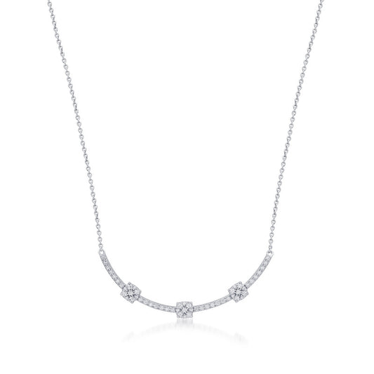3/8 Cttw Lab-Grown Diamond Curved Bar Necklace in Sterling Silver Prestige Collection