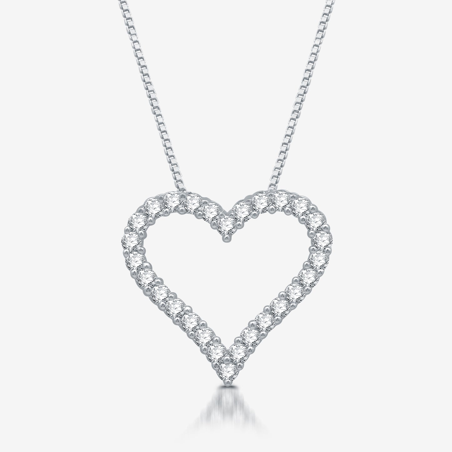 1/2 Cttw Lab Grown Diamond and .925 Sterling Silver Heart Pendant on 18" Chain