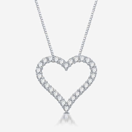 1/2 Cttw Lab Grown Diamond and .925 Sterling Silver Heart Pendant on 18" Chain