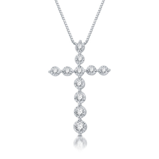1/4 Cttw Lab-Grown Diamond Cross Pendant 18" Chain