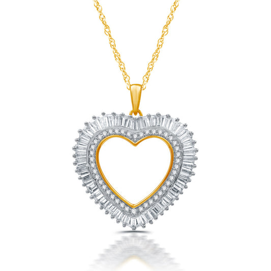 1 Cttw Created White Sapphire in Gold Over Silver Stunning Heart Pendant