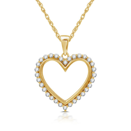 1/4 Cttw Lab-Grown Diamond 14Kt Gold plated Sterling silver Heart Pendant Prestige Collection