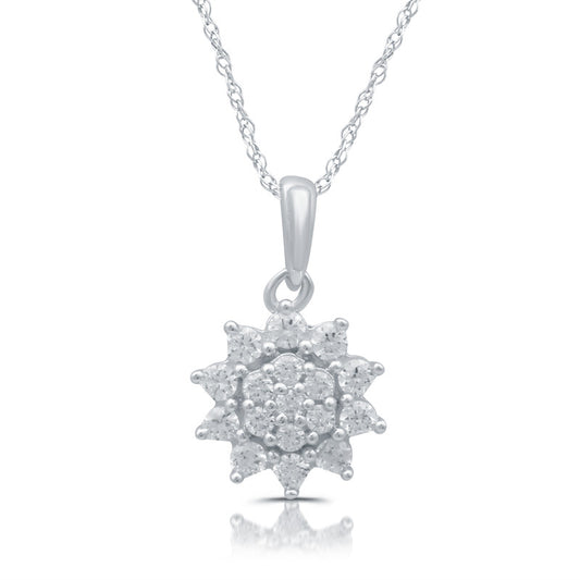 1/3 Cttw Lab-Grown Diamond Sterling Silver Starburst Pendant Prestige Collection