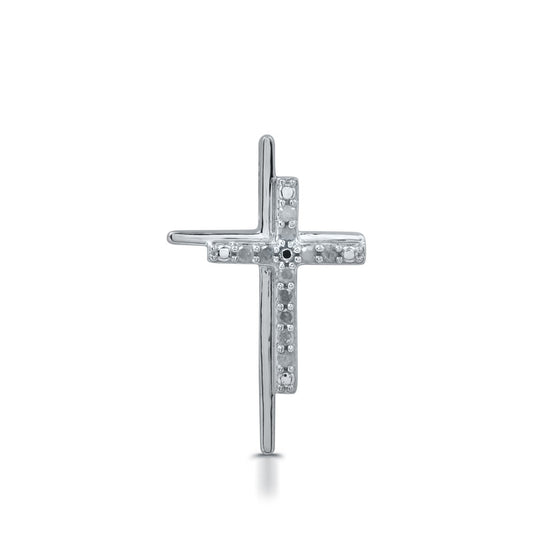 1/10 Cttw Lab-Grown Diamond Double Cross Sterling Silver Pendant Prestige Collection