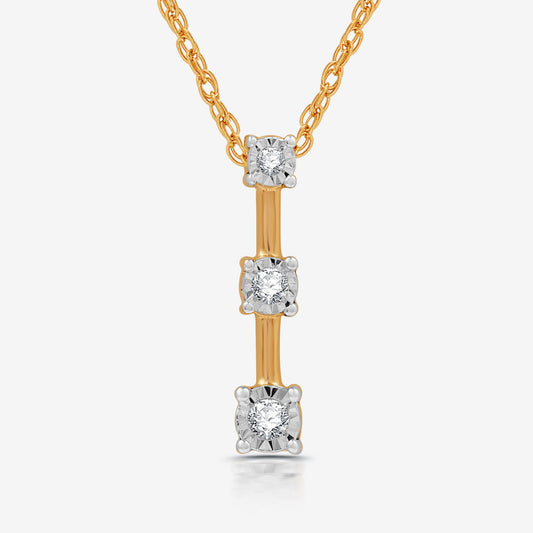 1/10 Cttw Created White Sapphire 3-Stone Pendant in Gold over Silver