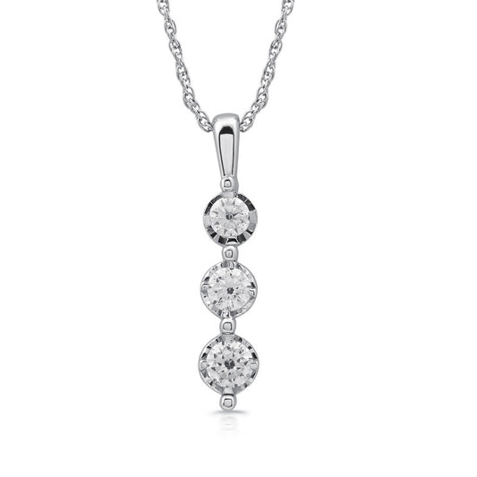 1/2 Cttw Lab-Grown Diamond 3-Stone Sterling Silver Pendant Prestige Collection