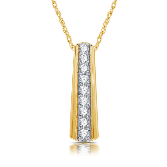 1/2 Cttw Lab-Grown Diamond Vertical Bar Pendant in 14Kt Gold Plated Sterling Silver Prestige Collection