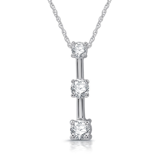 1/2 Cttw Lab-Grown Round Diamond 3-Stone Sterling Silver Pendant Prestige Collection